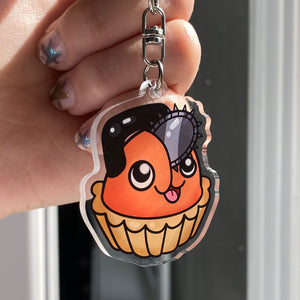 egg tart devil keychain