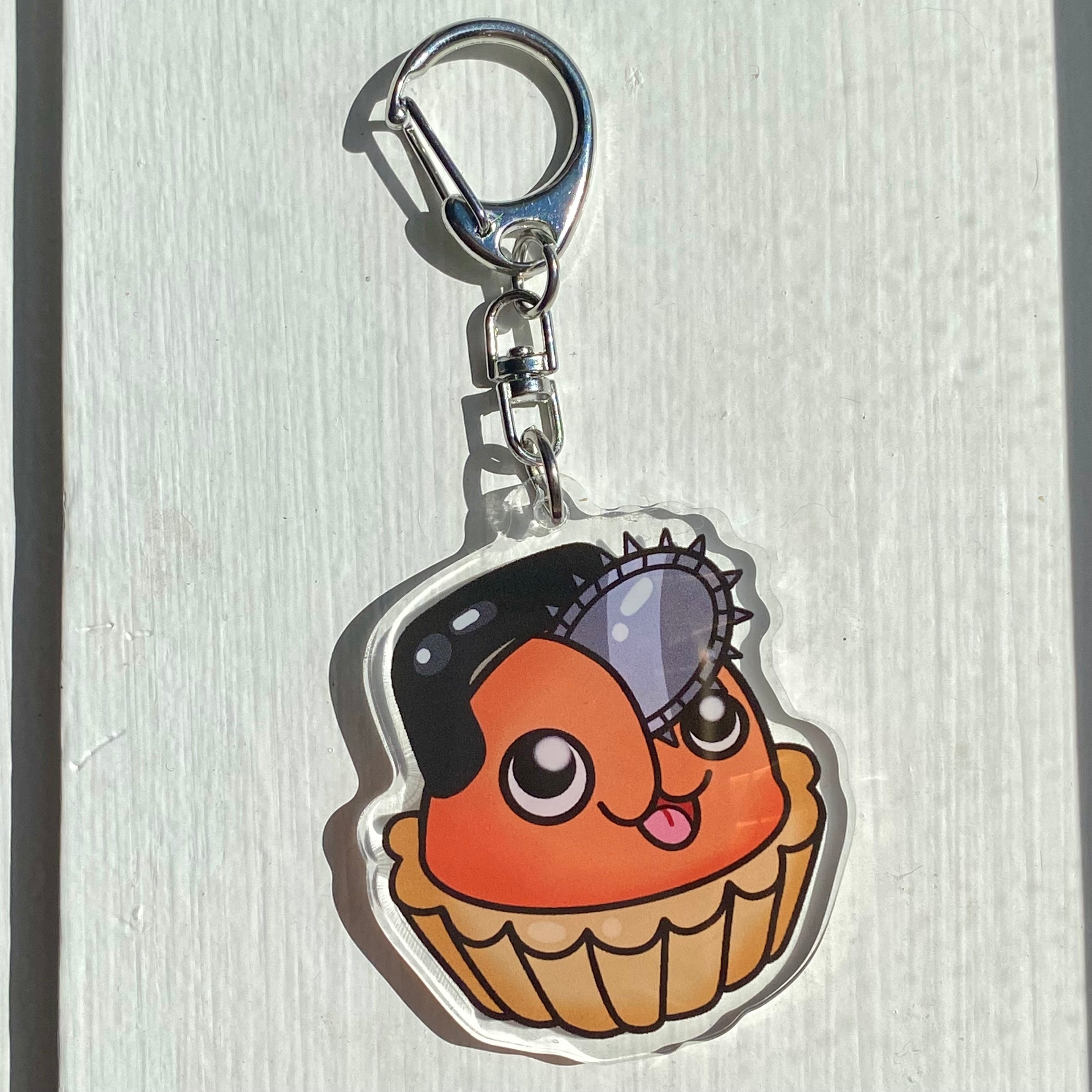 egg tart devil keychain