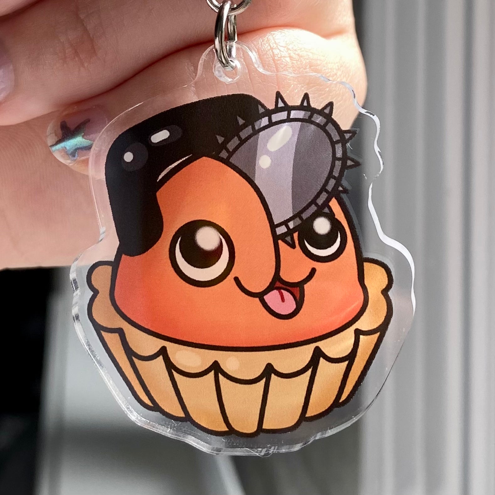 egg tart devil keychain