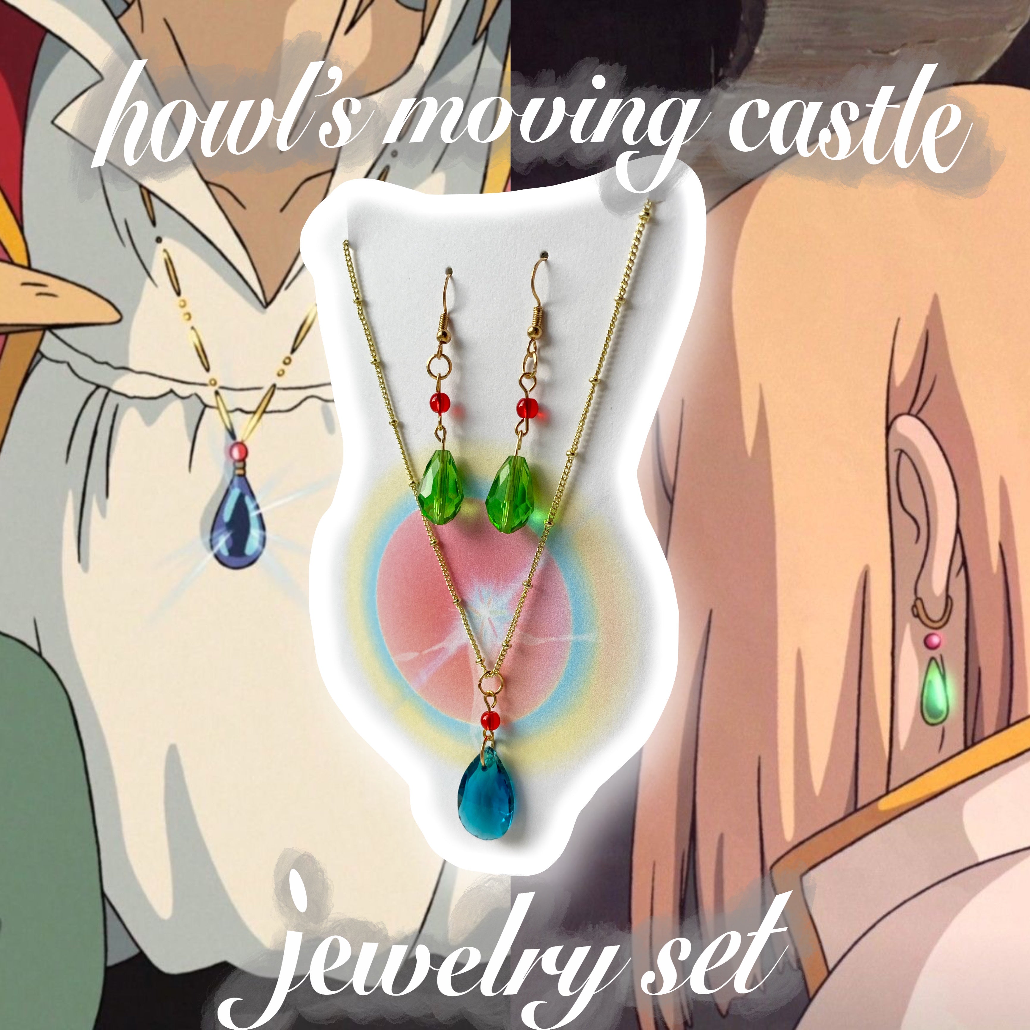 Howl's Moving Castle Necklace and Earring Set | El castillo ambulante howl,  Joyería femenina, Aretes